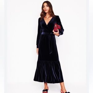 Boden Ophelia Velvet Midi Wrap Dress